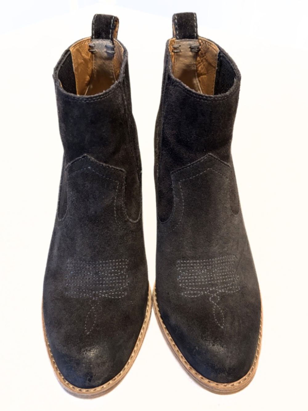 Dolce Vita Jones Suede Western Ankle Booties Block Heel Grey Size 8 - Picture 6 of 12